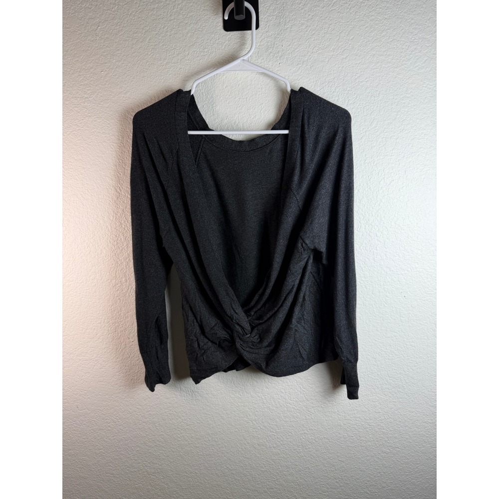 VICTORIAS SECRET Womens L Charcoal Gray Twist Open Back Long Sleeve Sweater